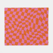 Pink und orange Psychedelisch karierte Groovy Grid Fleecedecke (Vorderseite (Horizontal))