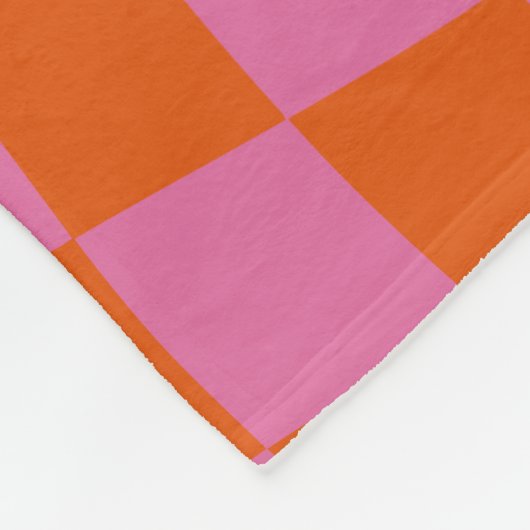 Pink und orange Psychedelisch karierte Groovy Grid Fleecedecke (Ecke)