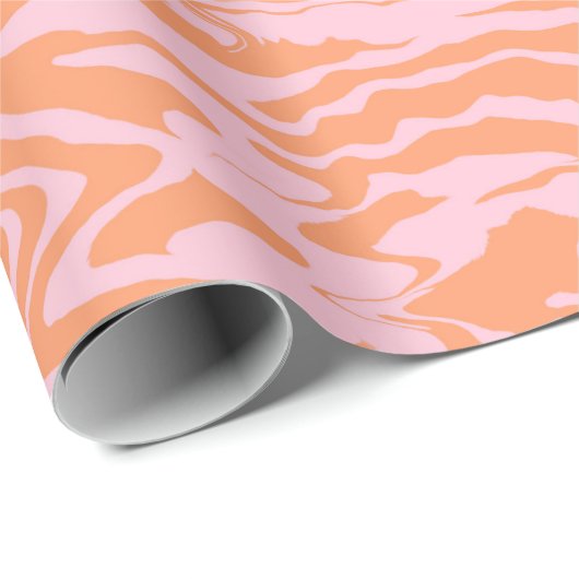 Pink und Orange Tiger Streifen Umhüllungspapier Geschenkpapier (Rolleneckpunkt)