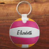 Pink und Orange Volleyball Schlüsselanhänger indiv (Vorderseite)