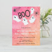 PINK UND ORANGE WATERCOLOR GHOST HALLOWEEN-PARTY EINLADUNG (Stehend Vorderseite)