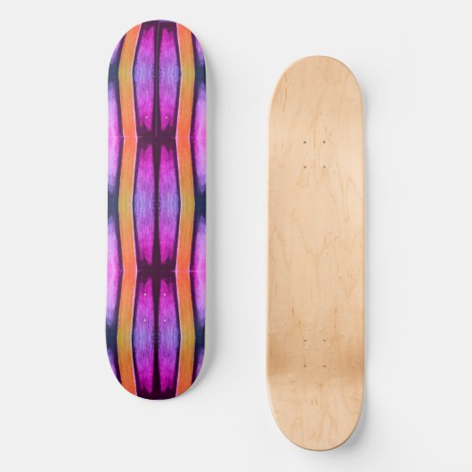 Pink und Orange Wave Muster Skateboard (Vorderseite)