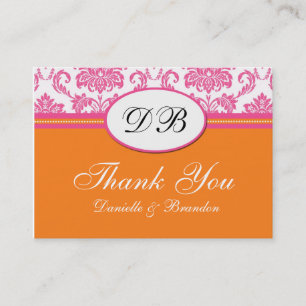 Pink und Orange Wedding Vielen Dank Visitenkarte