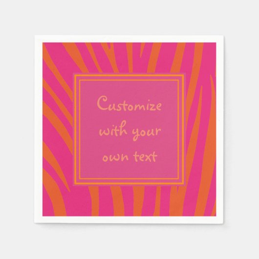 Pink und Orange Zebra Streifen - Benutzerdefiniert Serviette (Vorderseite)