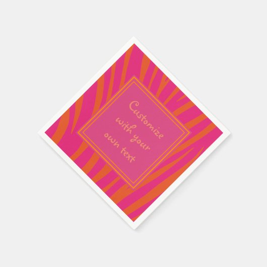Pink und Orange Zebra Streifen - Benutzerdefiniert Serviette (Ecke)