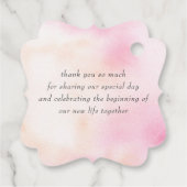 Pink und Peach Blume Hochzeit Danke Geschenkanhänger (Rückseite)