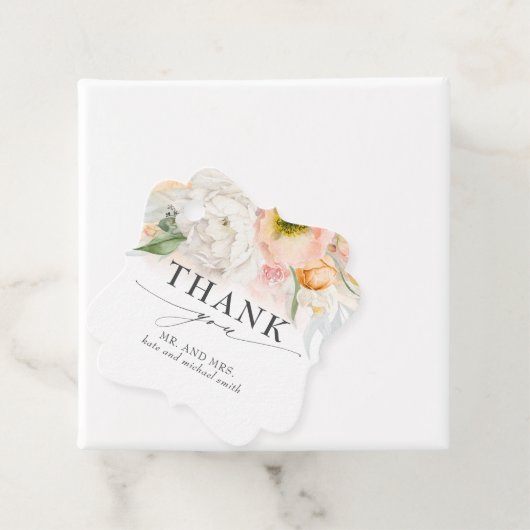 Pink und Peach Blume Hochzeit Danke Geschenkanhänger (Beispiel)