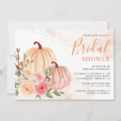 Pink und Peach Pumpkin Floral Fall Brautparty Einladung (Vorderseite)