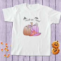 Pink und Peach Pumpkin Halloween T - Shirt