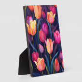 Pink und Peach Tulips Blumenmuster Fotoplatte (Seite)