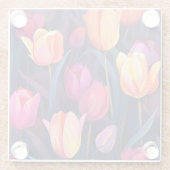 Pink und Peach Tulips Blumenmuster Glasuntersetzer (Rückseite)