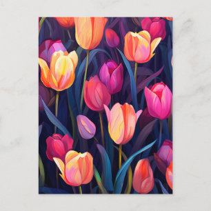 Pink und Peach Tulips Blumenmuster Postkarte