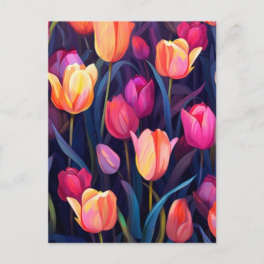 Pink und Peach Tulips Blumenmuster Postkarte (Vorderseite)