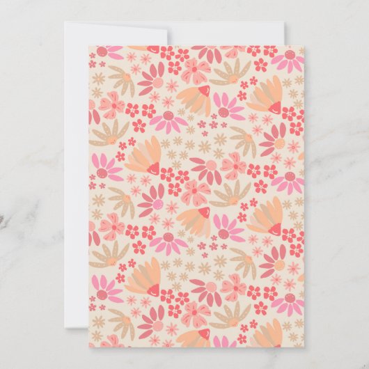 Pink und Pfirsichblütendusche Einladung (Rückseite)