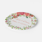 Pink und Pfirsichblütenpapier Teller (Schrägansicht)