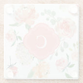Pink und Pfirsichfarbenes Muster mit Monogramm Glasuntersetzer (Rückseite)