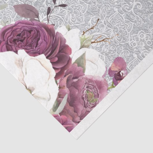 Pink und Pflaumenblätter Seidenpapier (Ausschnitt)