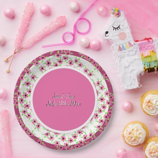 Pink und Pflaumenfüßung Pappteller (Party)