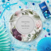 Pink und Plum Botanische Charm Hochzeit Pappteller (Party)