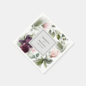 Pink und Plum Botanische Charm Hochzeit Serviette (Ecke)