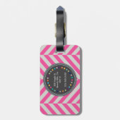 Pink und Polka Dots Monogram Gepäckmarke Gepäckanhänger (Rückseite vertikal)