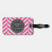 Pink und Polka Dots Monogram Gepäckmarke Gepäckanhänger (Rückseite horizontal)