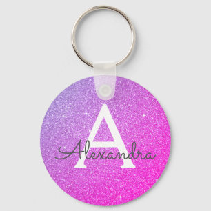 Pink und Purple Glitter & Sparkle Monogramm Gesche Schlüsselanhänger