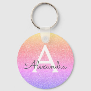 Pink und Purple Glitter & Sparkle Monogramm Gesche Schlüsselanhänger