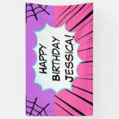 Pink und Purple Web Comic Geburtstag Banner (Vertikal)