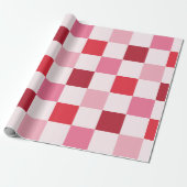Pink und Red Checkerboard Wrapping Paper Geschenkpapier (Ungerollt)
