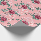 Pink und Red Floral Wrapping Paper Geschenkpapier (Ecke)