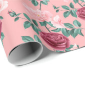 Pink und Red Floral Wrapping Paper Geschenkpapier (Rolleneckpunkt)