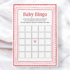Pink und Red Heart Baby Bingo Spielkarten Einladung