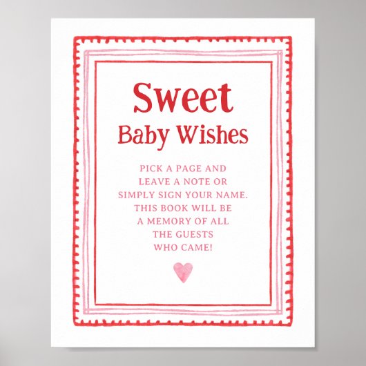 Pink und Red Heart Sweet Baby wollen signieren Poster (Vorne)