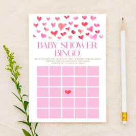 Pink und Red Hearts Bingo Baby Duschgame Briefpapier
