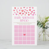 Pink und Red Hearts Bingo Baby Duschgame Briefpapier (Stehend Vorderseite)