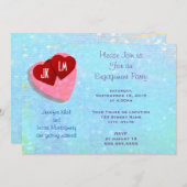 Pink und Red Hearts Engagement Party Einladung (Vorne/Hinten)