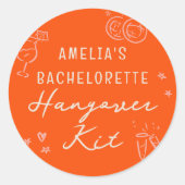 Pink und Red Sketch Bachelorette Hangover Kit Runder Aufkleber (Vorderseite)
