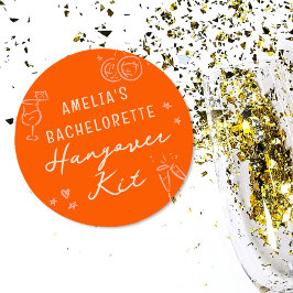 Pink und Red Sketch Bachelorette Hangover Kit Runder Aufkleber