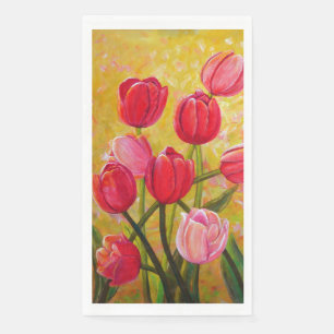 Pink und Red Tulip Bouquet Malerei Serviette
