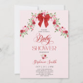 Pink und Red Valentines Baby Shower Girl Einladung (Vorderseite)