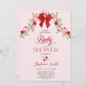 Pink und Red Valentines Baby Shower Girl Einladung (Vorne/Hinten)