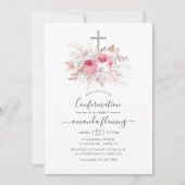 Pink und Rose Gold Floral Bestätigung Einladung (Vorderseite)