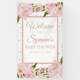 Pink und Rose Gold Peony Custom Baby Duschbanner Banner