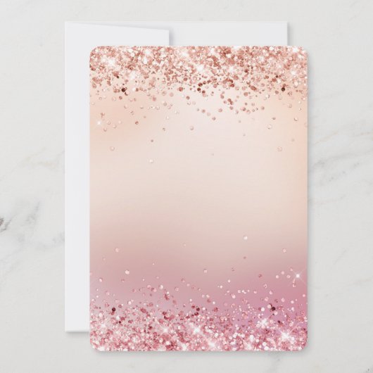 Pink und Rose Sparkle Ombre Kinderdusche Einladung (Rückseite)