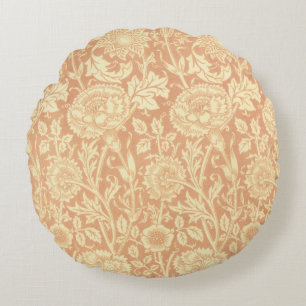 Pink und Rose von William Morris, Vintage Blumen Rundes Kissen