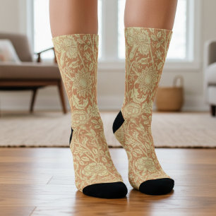 Pink und Rose von William Morris, Vintage Blumen Socken