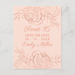 Pink- und Roségold-Feinkunst-Blumen-Save-the-Date- Ankündigungspostkarte