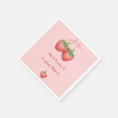 Pink und rote Erdbeeren Mädchen Geburtstag  Serviette (Ecke)