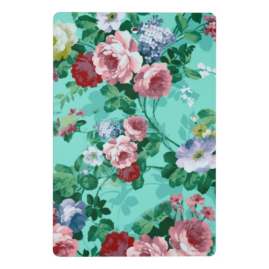 Pink und Rote Rose Muster Mini Klemmbrett (Rückseite)